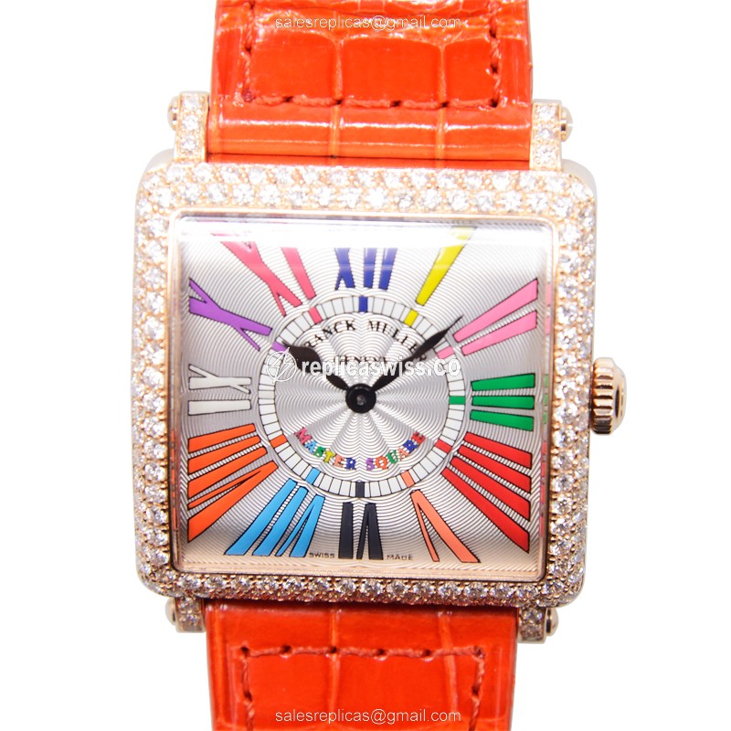 Franck Muller 6002 M QZ COL DRM R D (5N) MASTER SQUARE Quartz 18kt Rose Gold & Diamonds