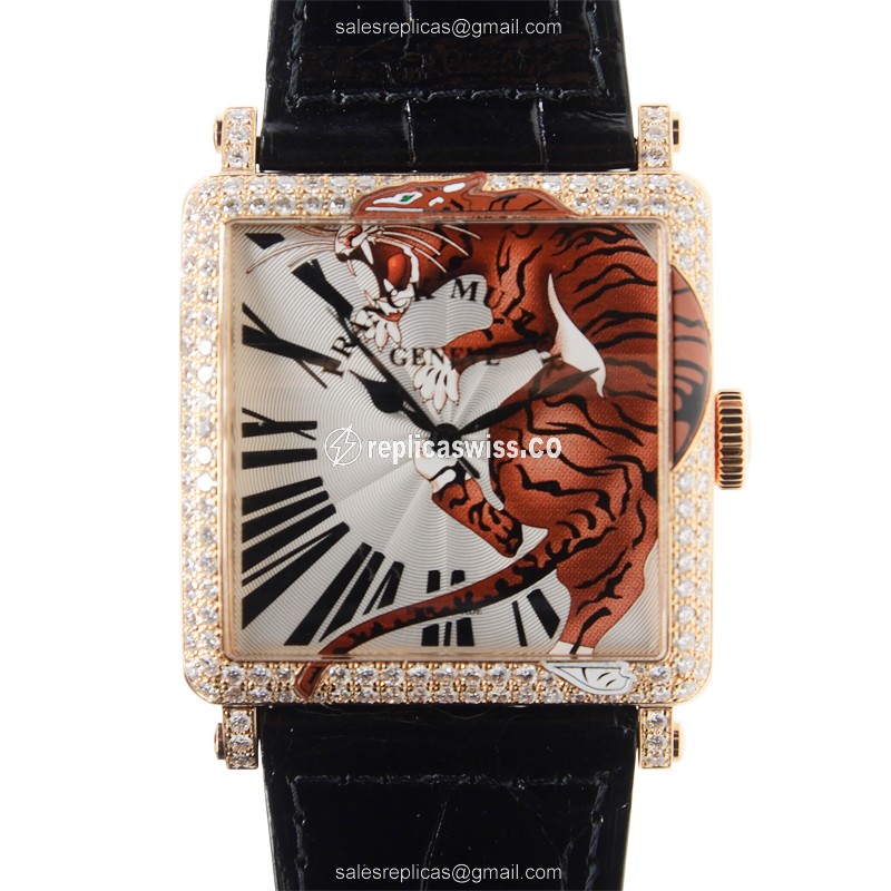 Franck Muller 6000 H SC TIG 2 D (5N) MASTER SQUARE Automatic 18kt Rose Gold & Diamonds