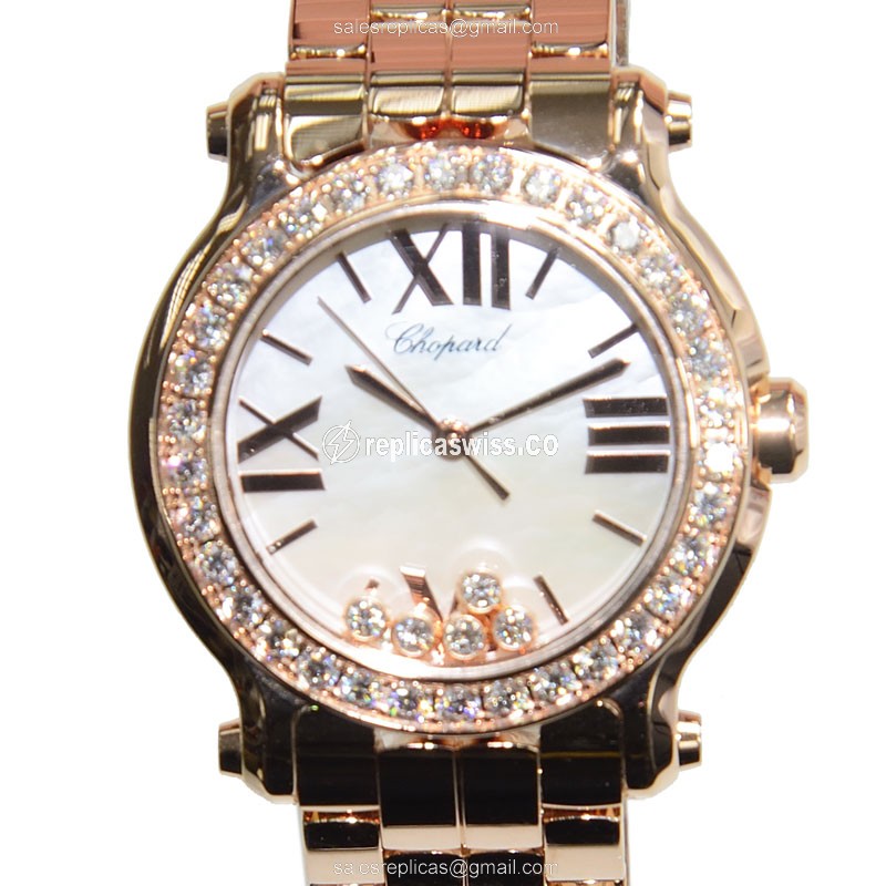 Chopard 274189-5007 HAPPY SPORT Quartz 18kt Rose Gold & Diamonds