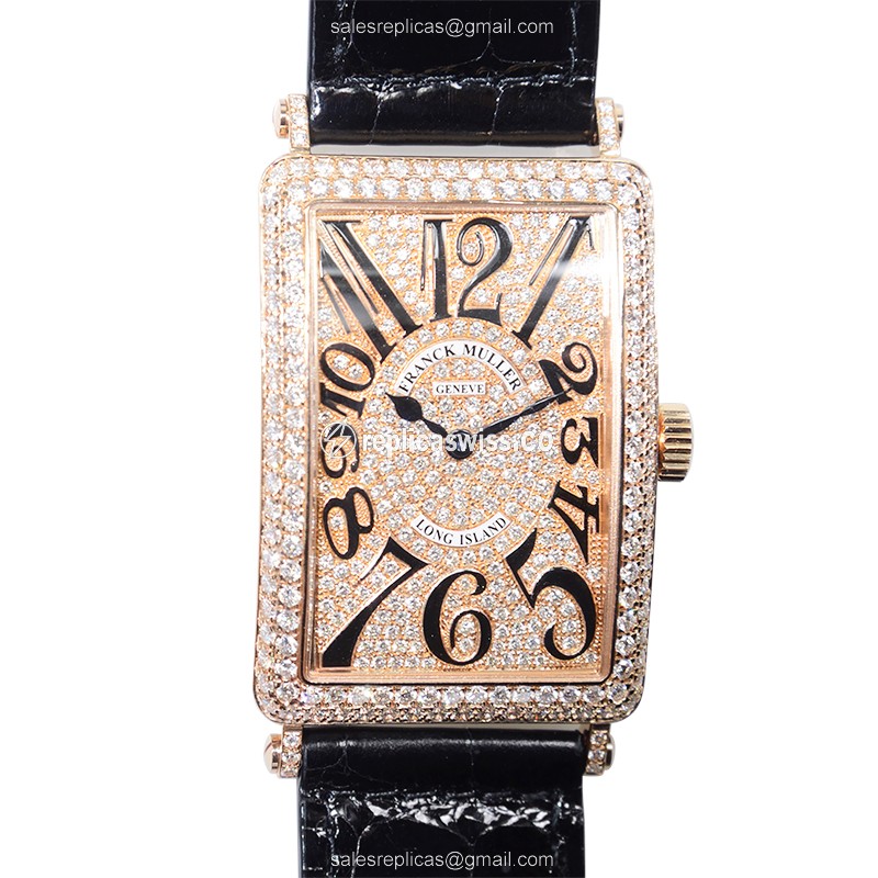 Franck Muller 1002 QZ D CD (5N) LONG ISLAND Quartz 18kt Rose Gold & Diamonds