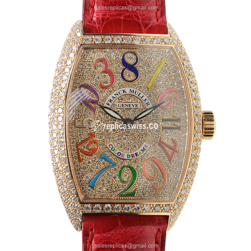 Franck Muller 7880 CH D6 CD COL DRM (5N) CINTREE CURVEX Automatic 18kt Rose Gold & Diamonds