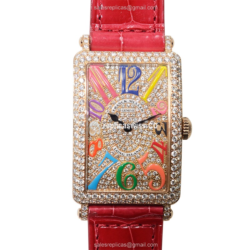 Franck Muller 952 QZ COL DRM D CD (5N) LONG ISLAND Quartz 18kt Rose Gold & Diamonds