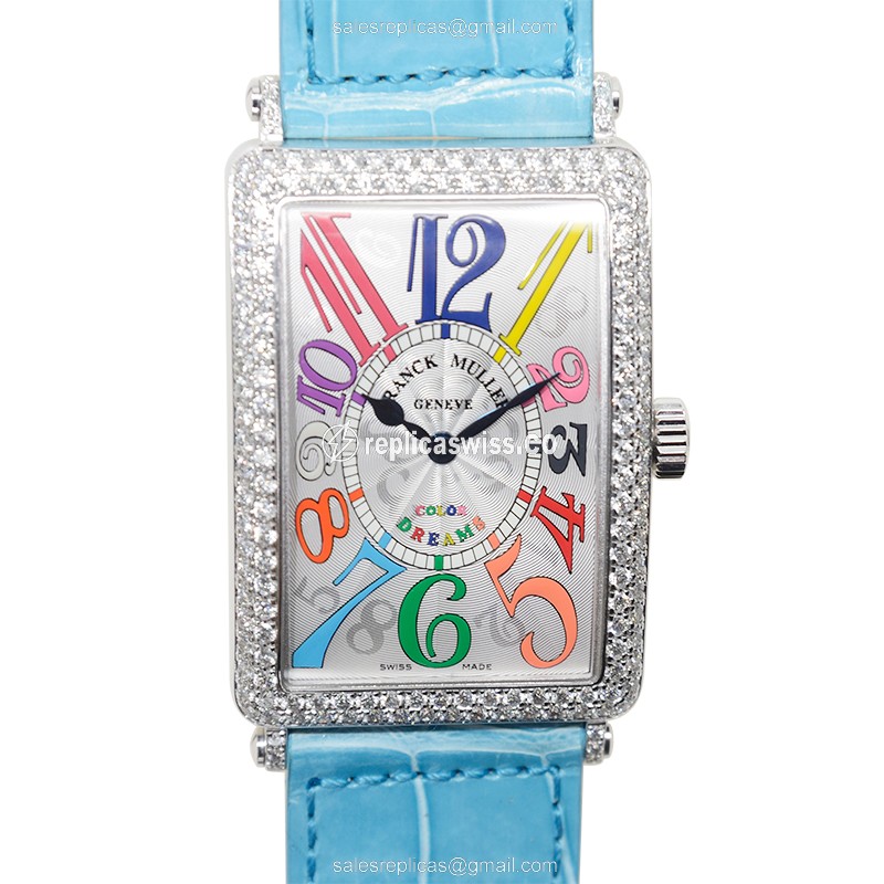 Franck Muller 1002 QZ COL DRM D (OG) LONG ISLAND Quartz 18kt White Gold & Diamond