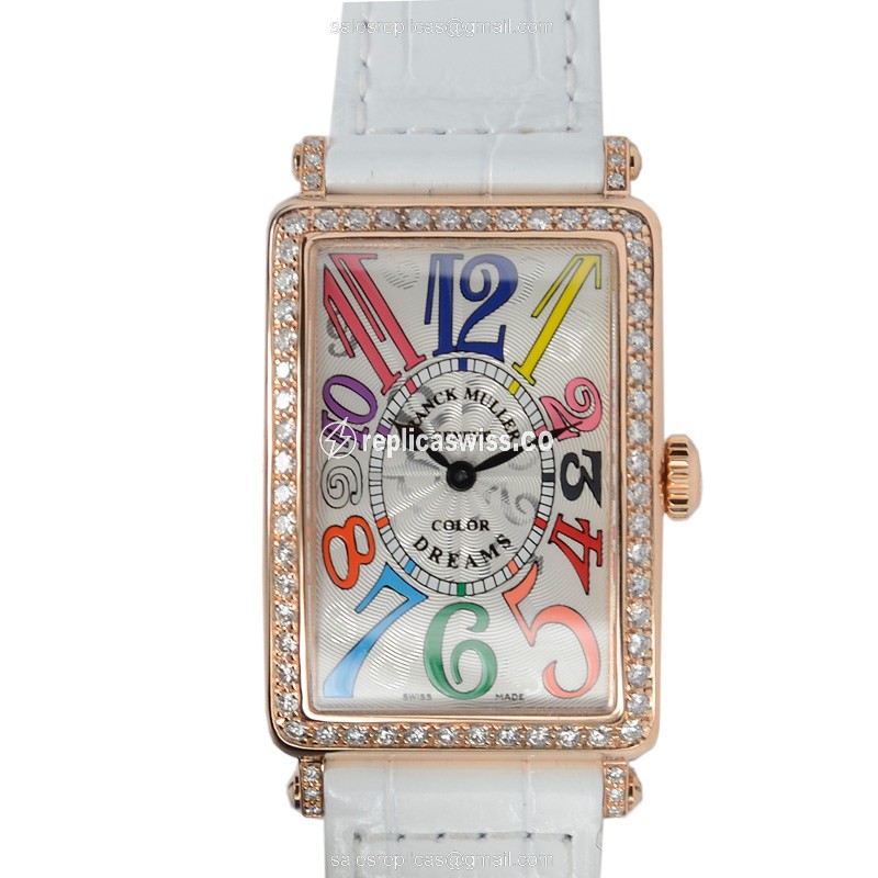 Franck Muller 952 QZ COL DRM D 1R (5N) LONG ISLAND Quartz 18kt Rose Gold & Diamonds