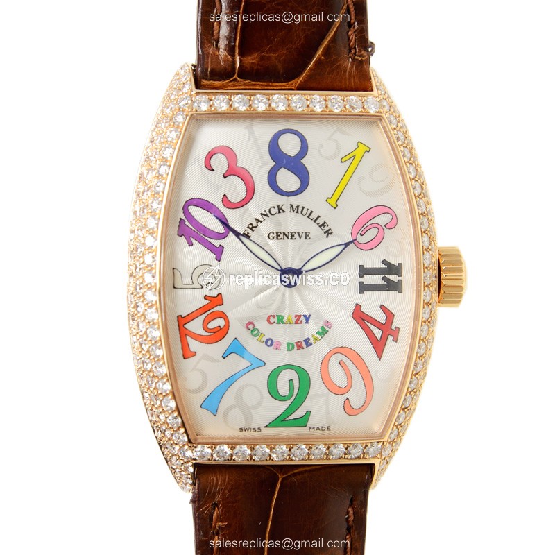 Franck Muller 7851 CH COL DRM (5N) CRAZY HOURS Automatic 18kt Rose Gold & Diamonds