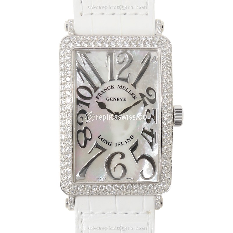 Franck Muller 1002 QZ REL MOP D (OG) LONG ISLAND Quartz 18kt White Gold & Diamond