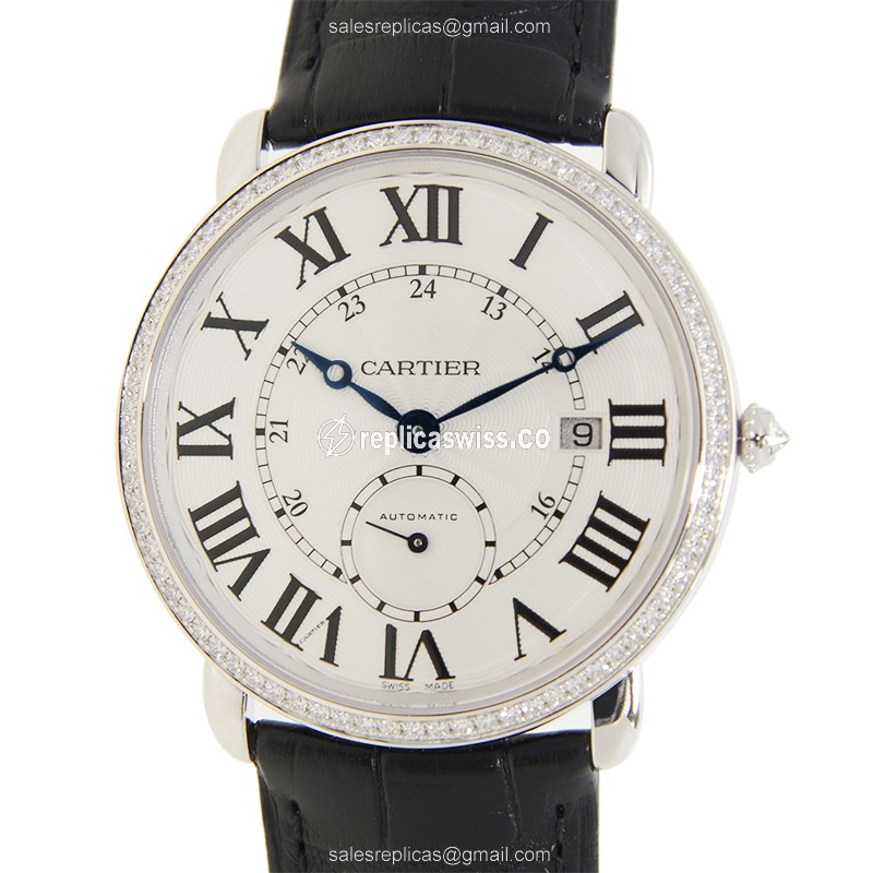 Cartier WR007018 RONDE LOUIS CARTIER Automatic 18kt White Gold & Diamond
