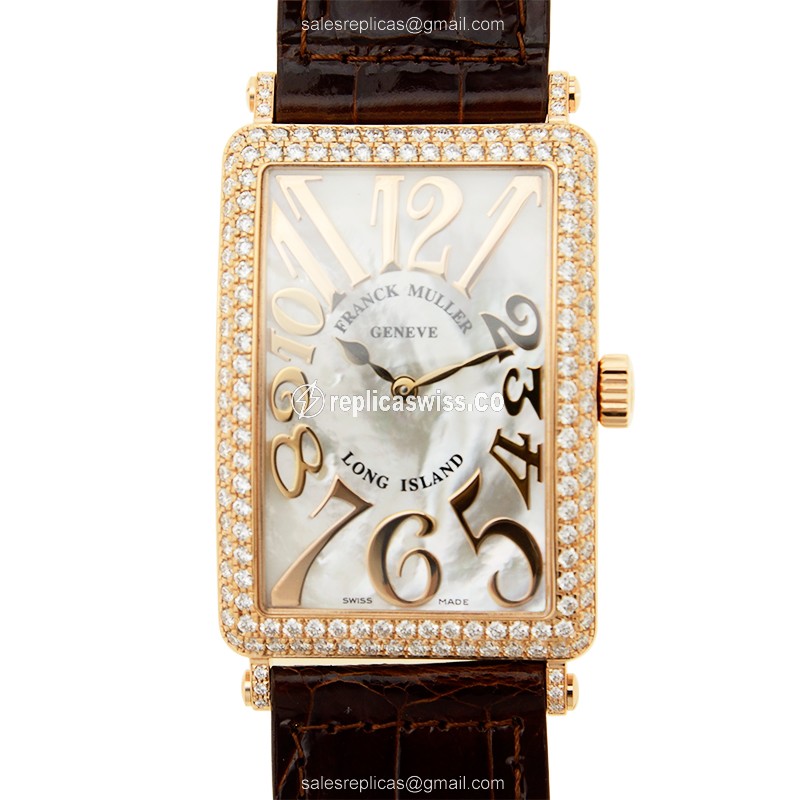 Franck Muller 1002 QZ REL MOP D (5N) LONG ISLAND Quartz 18kt Rose Gold & Diamonds