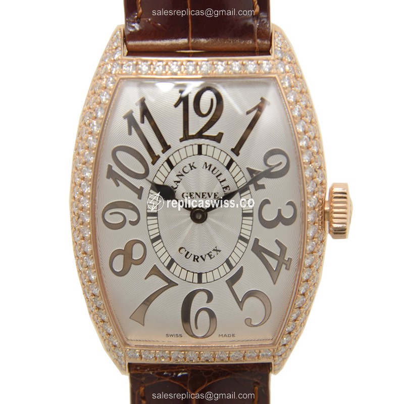 Franck Muller 5852 QZ REL D (5N) CINTREE CURVEX Quartz 18kt Rose Gold & Diamonds
