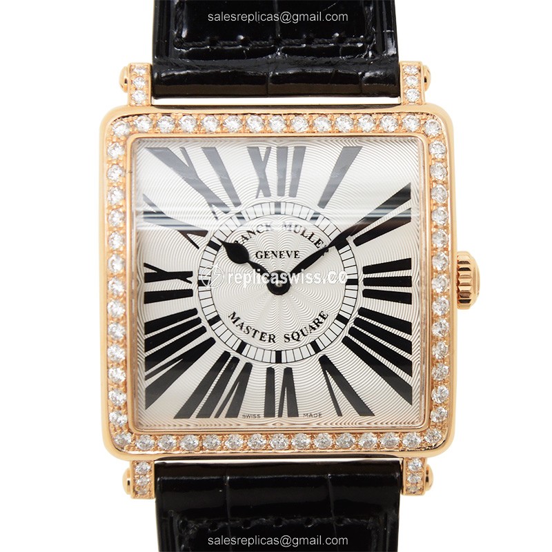 Franck Muller 6002 M B QZ R D 1R (5N) MASTER SQUARE Quartz 18kt Rose Gold & Diamonds