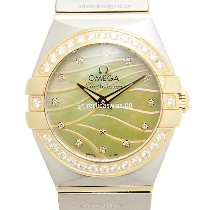 Omega 123.25.24.60.57.001 CONSTELLATION Quartz 18kt Gold & Diamond & Steel