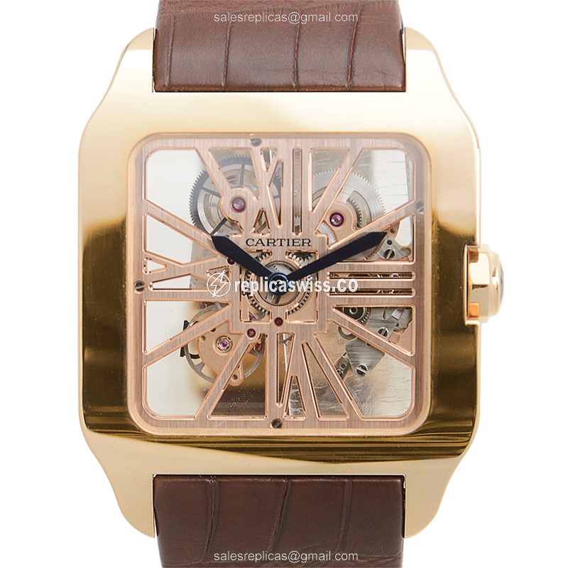 Cartier W2020057 SANTOS Manual Wind 18kt Rose Gold