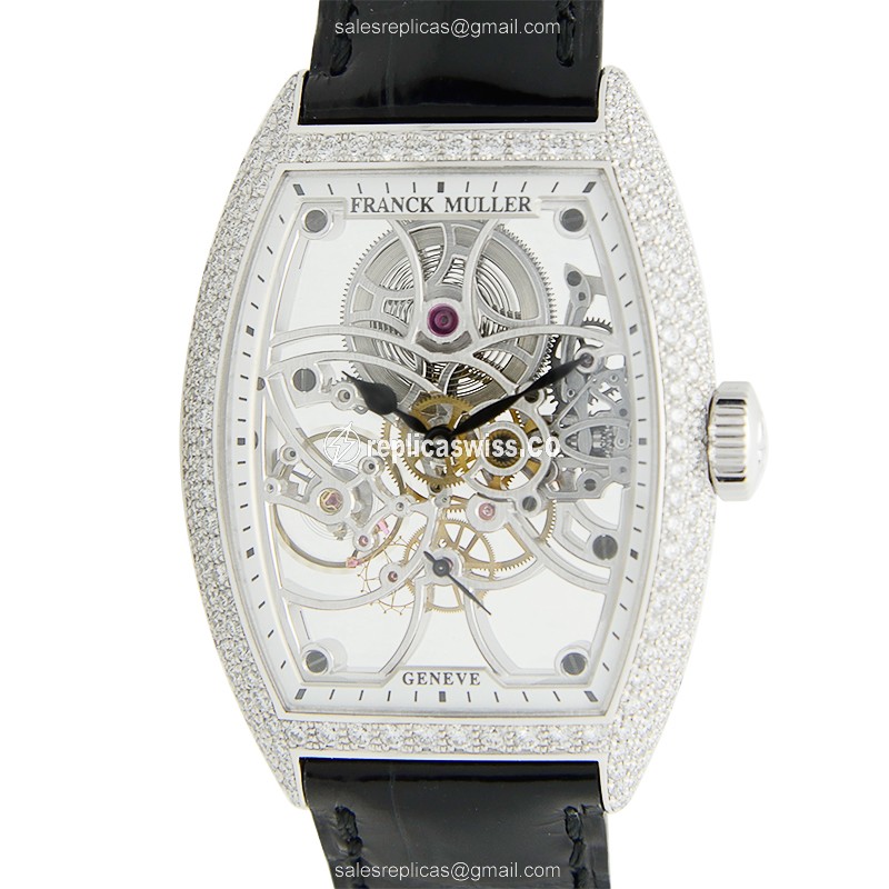Franck Muller 7880 B S6 SQT D (OG) GENEVE Manual Wind 18kt White Gold & Diamond