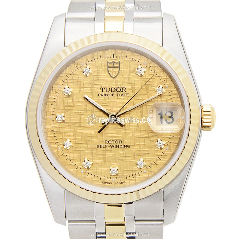 Tudor 74033-62473-10DI-CHCL PRICE DATE-DAY Automatic 18kt Gold & Steel