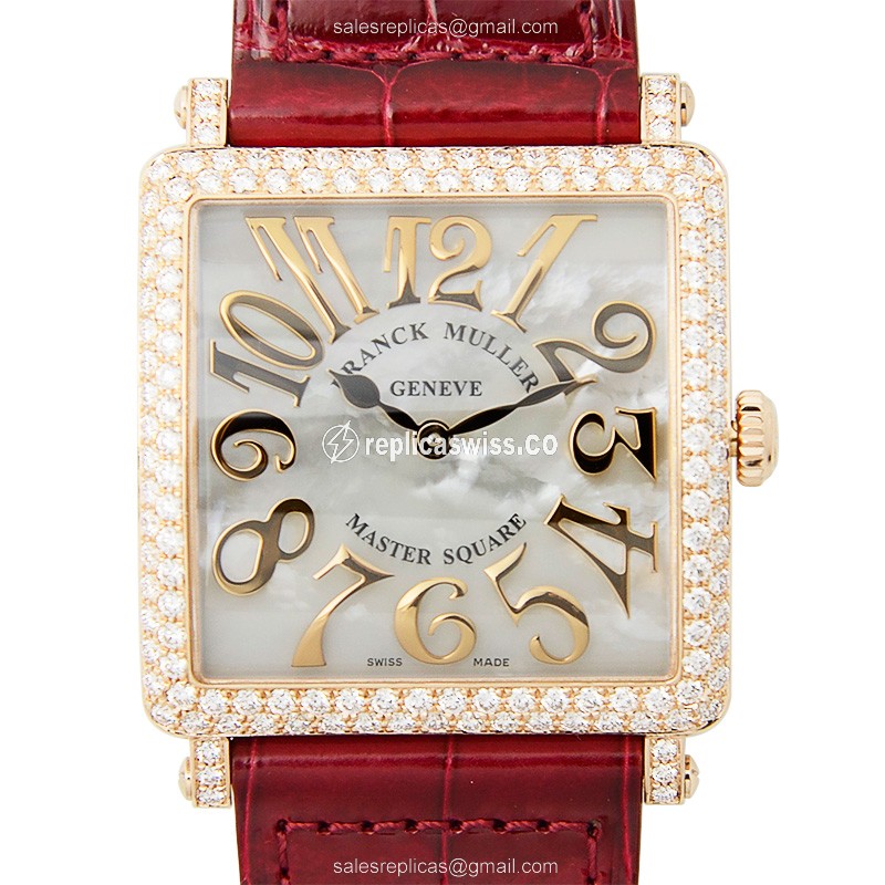 Franck Muller 6002 M B QZ REL MOP V D (5N) MASTER SQUARE Quartz 18kt Rose Gold & Diamonds
