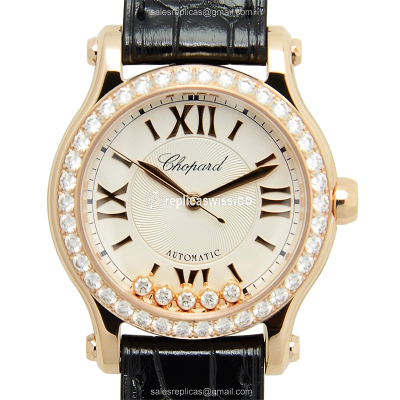 Chopard 274893-5002 HAPPY SPORT Automatic 18kt Rose Gold & Diamonds