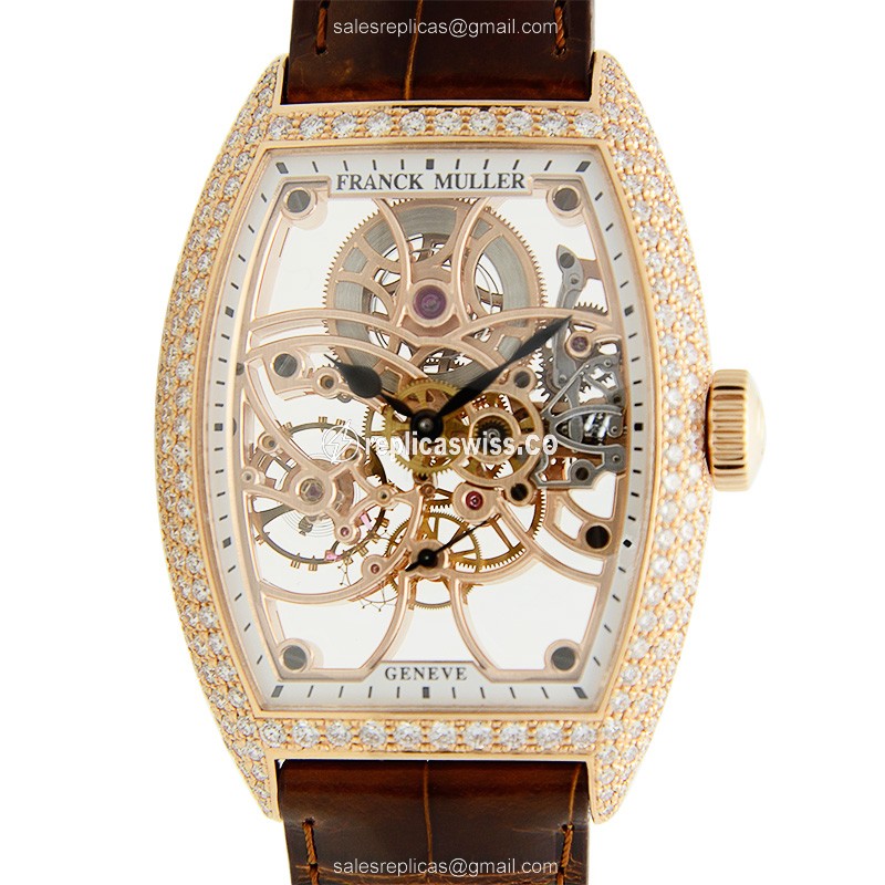Franck Muller 7880BS6SQTD(5N) GENEVE Manual Wind 18kt Rose Gold & Diamonds
