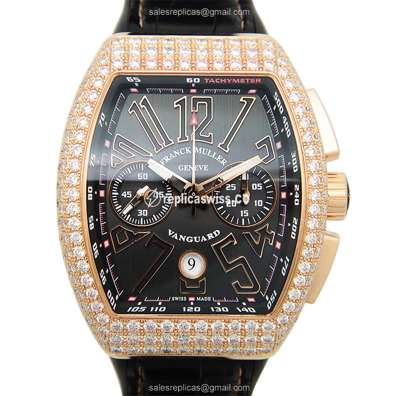 Franck Muller V 45 CC DT D (5N) VANGUARD Automatic 18kt Rose Gold & Diamonds