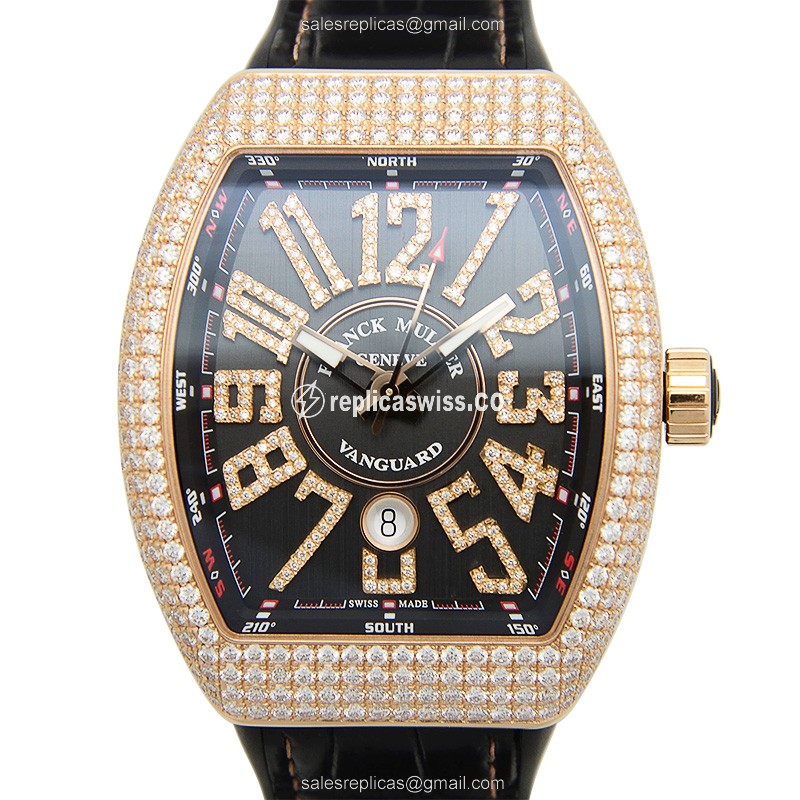Franck Muller V 45 SC DT D NBR CD 5N.NR VANGUARD Automatic 18kt Rose Gold & Diamonds