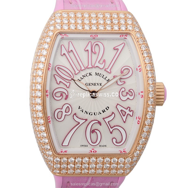 Franck Muller V 32 QZ D (5N.RS) VANGUARD Quartz 18kt Rose Gold & Diamonds