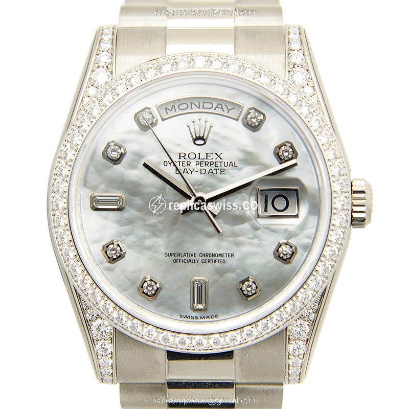 Rolex 118389N8R2B DAY-DATE Automatic 18kt White Gold & Diamond