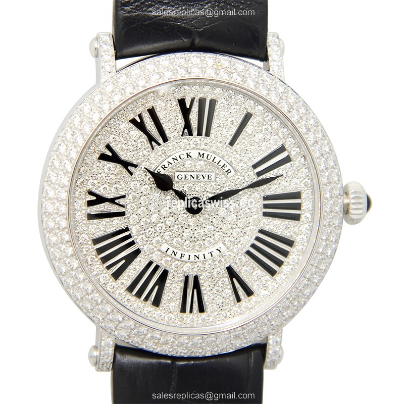 Franck Muller 8038 QZ R D CD (OG) ROUND Quartz 18kt White Gold & Diamond