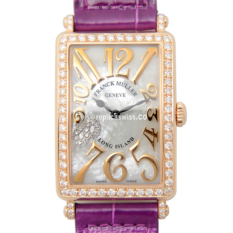 Franck Muller 952 QZ REL MOP D 1R CD8 NI (5N) LONG ISLAND Quartz 18kt Rose Gold & Diamonds