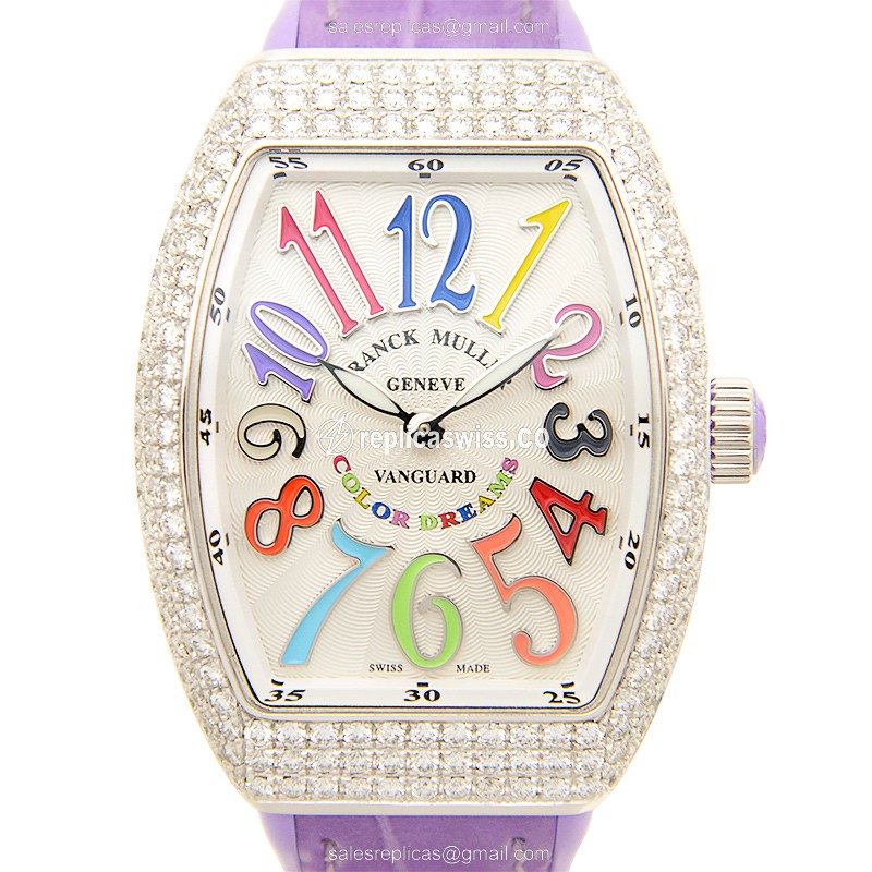 Franck Muller V 32 QZ D COL DRM (AC.VL) VANGUARD Quartz Stainless Steel & Diamonds