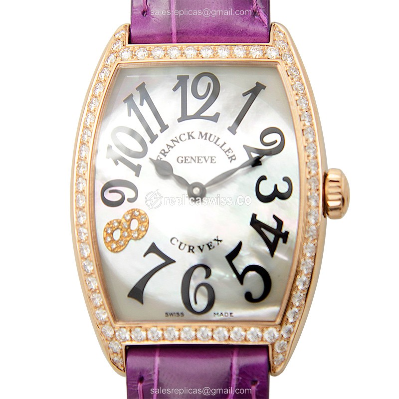 Franck Muller 2852 QZ MOP D 1R CD8 (5N) CINTREE CURVEX Quartz 18kt Rose Gold & Diamonds