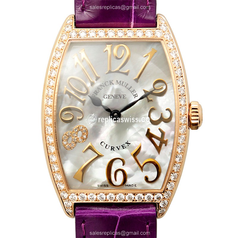 Franck Muller 2852 QZ REL MOP D 1R CD8 (5N) CINTREE CURVEX Quartz 18kt Rose Gold & Diamonds