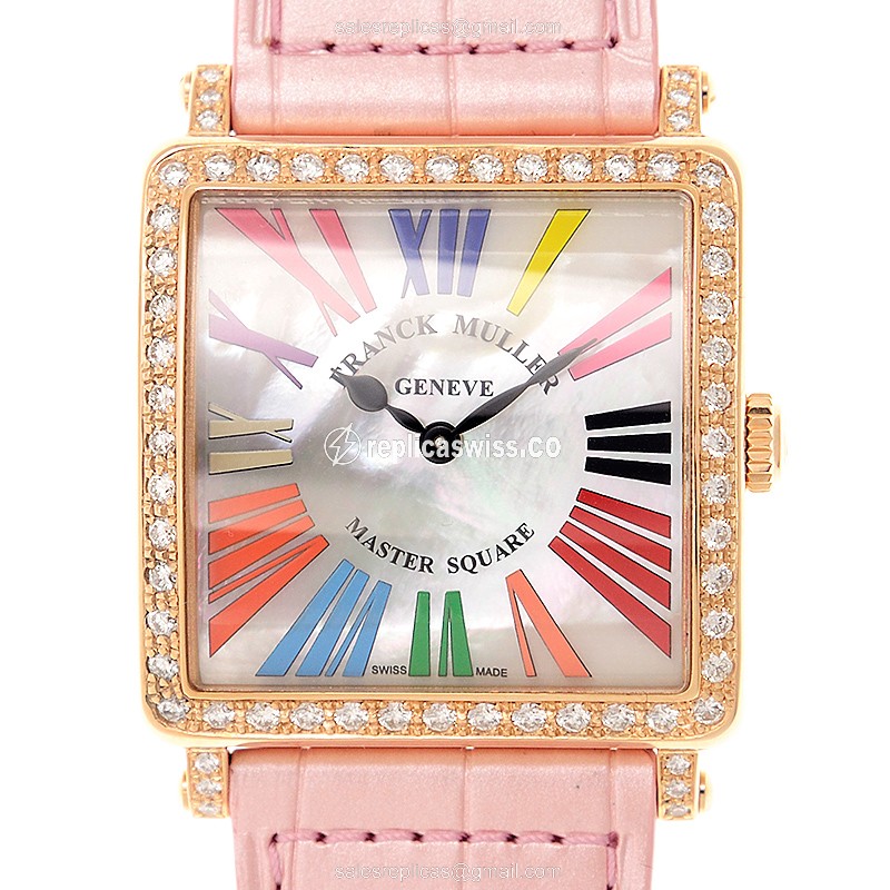 Franck Muller 6002 M B QZ COL DRM R MOP D 1R (5N) MASTER SQUARE Quartz 18kt Rose Gold & Diamonds