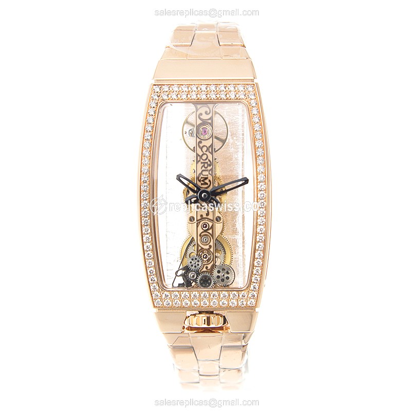 Corum 113.102.85-V880.0000 BRIDGE Manual Wind 18kt Rose Gold & Diamonds