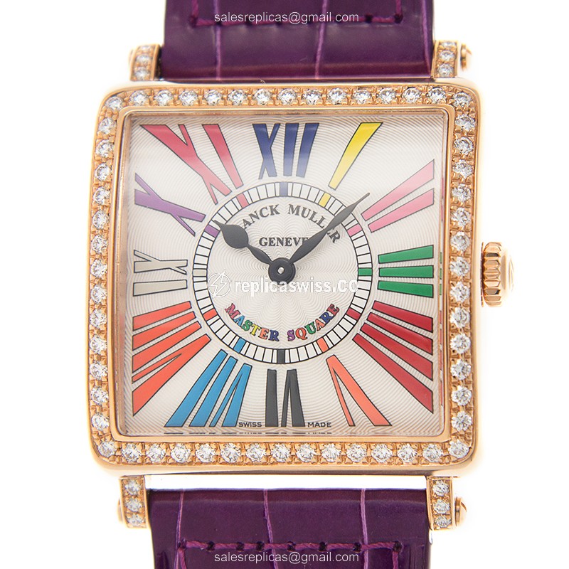 Franck Muller 6002 M B COL DRM R D 1R (5N) MASTER SQUARE Quartz 18kt Rose Gold & Diamonds