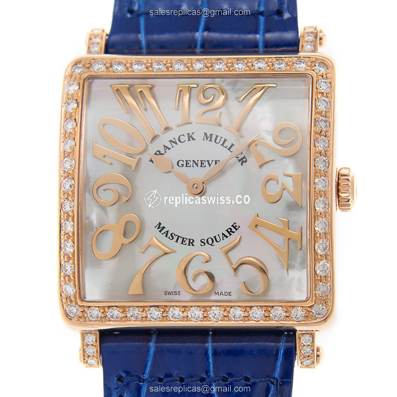 Franck Muller 6002 M B QZ REL MOP V D 1R (5N) MASTER SQUARE Quartz 18kt Rose Gold & Diamonds