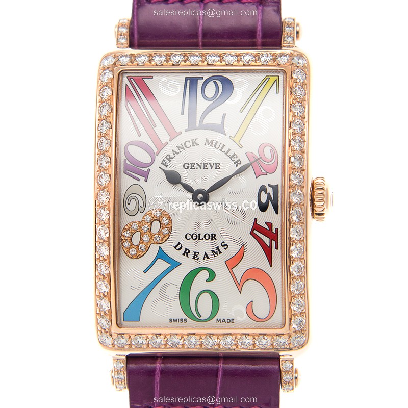 Franck Muller 952 QZ COL DRM D 1R CD8 (5N) LONG ISLAND Quartz 18kt Rose Gold & Diamonds