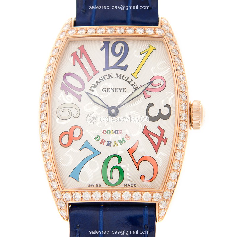 Franck Muller 2852 B QZ COL DRM D 1R (5N) CINTREE CURVEX Quartz 18kt Rose Gold & Steel