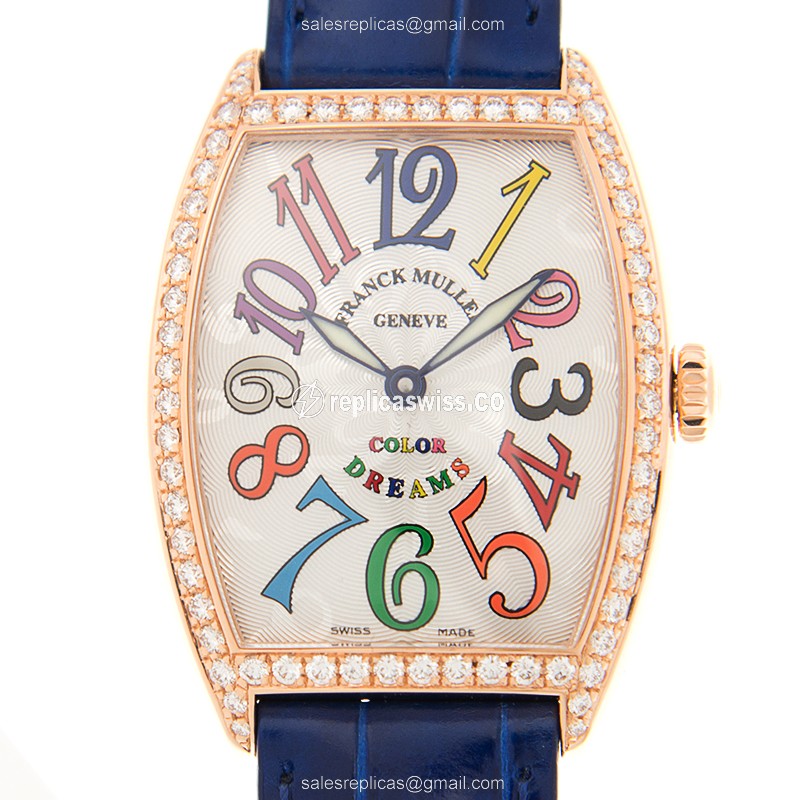 Franck Muller 7502 QZ COL DRM D 1R (5N) CINTREE CURVEX Quartz 18kt Rose Gold & Diamonds