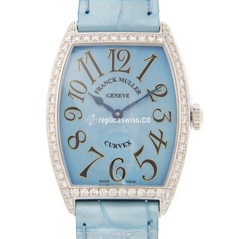 Franck Muller 7502 QZ D 1R (AC)-BLUE CINTREE CURVEX Quartz Stainless Steel & Diamonds