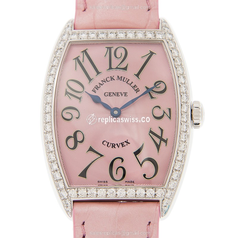 Franck Muller 7502 QZ D 1R (AC) -PINK CINTREE CURVEX Quartz Stainless Steel & Diamonds