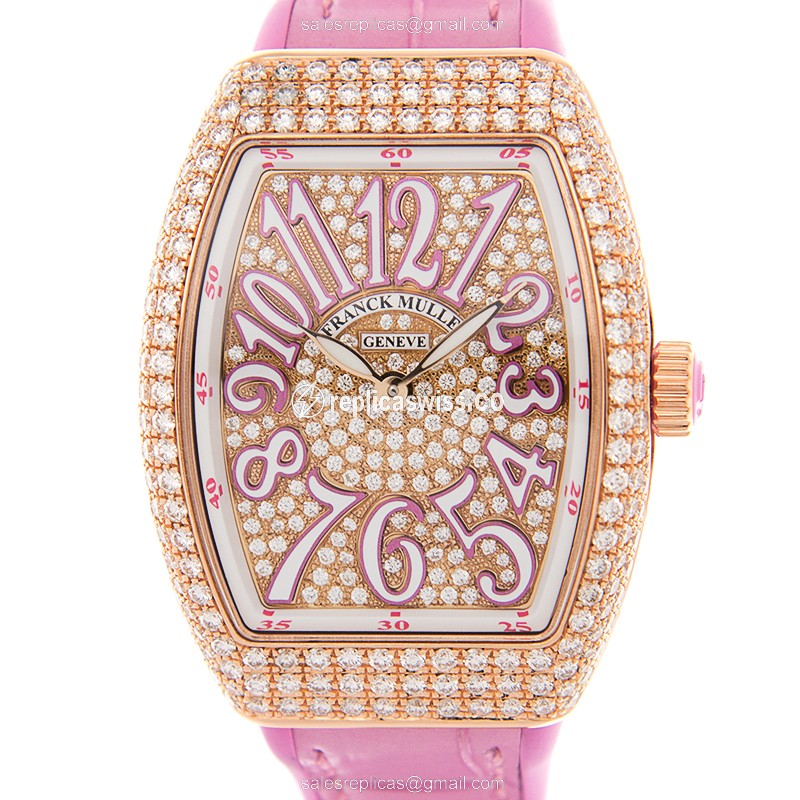Franck Muller V29 QZ D CD(5N.RS) VANGUARD Quartz 18kt Rose Gold & Diamonds