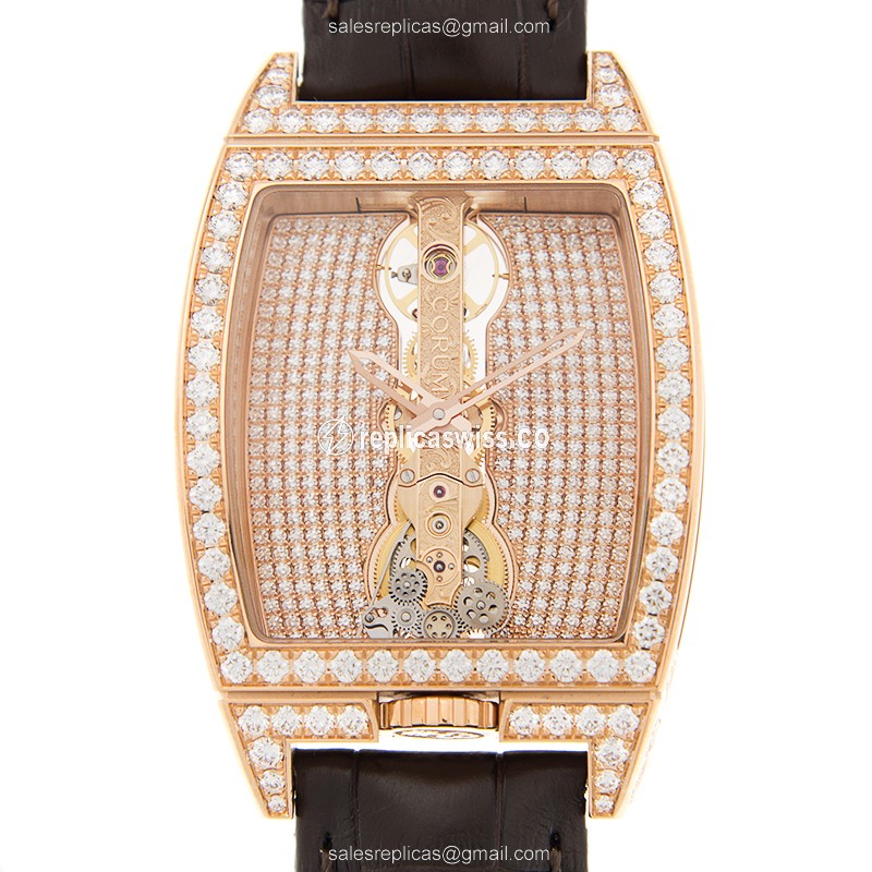 Corum 113.158.85-0001 GD34 BRIDGE Manual Wind 18kt Rose Gold & Diamonds