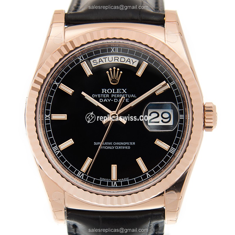 Rolex 118135BK DAY-DATE Automatic 18kt Rose Gold
