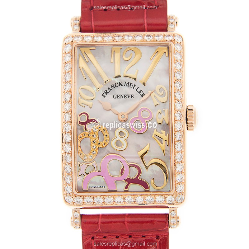 Franck Muller 952 QZ REL 8CD MOP RS D 1R(5N) LONG ISLAND Quartz 18kt Rose Gold & Diamonds