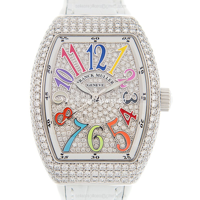 Franck Muller V 32 SC AT FO COL DRM D CD (OG.BC) VANGUARD Automatic 18kt White Gold & Diamond