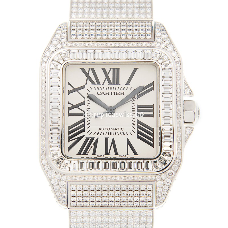 Cartier W20073X8-100XL SANTOS Automatic 18kt White Gold & Diamond