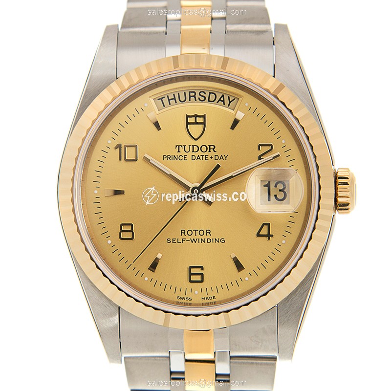Tudor 76213-62483-246810AR-CH PRICE DATE-DAY Automatic 18kt Gold & Steel