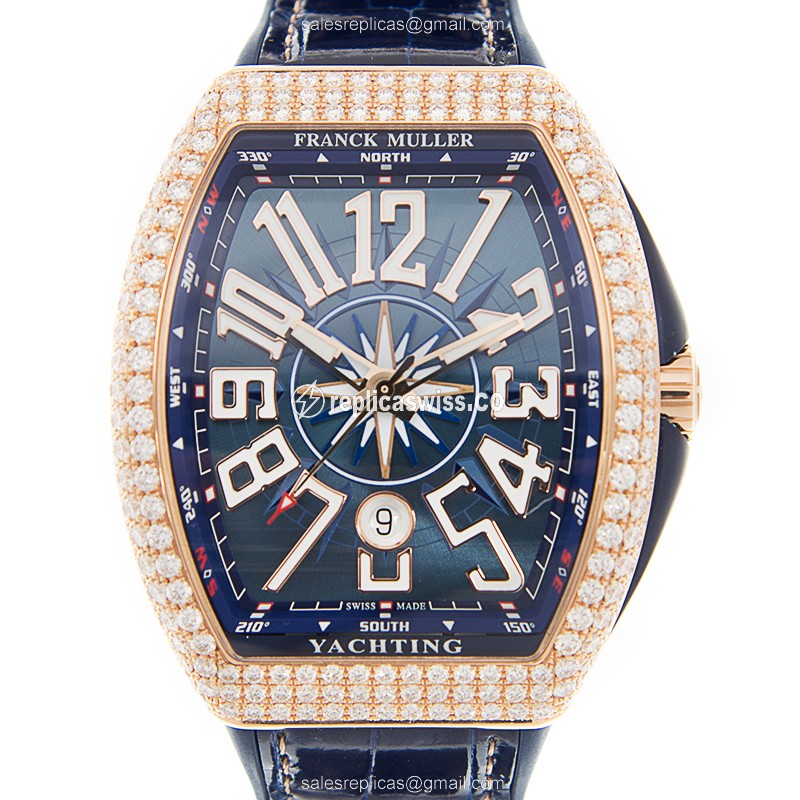 Franck Muller V 45 SC DT D YACHTING (5N.BL) VANGUARD Automatic 18kt Rose Gold & Diamonds