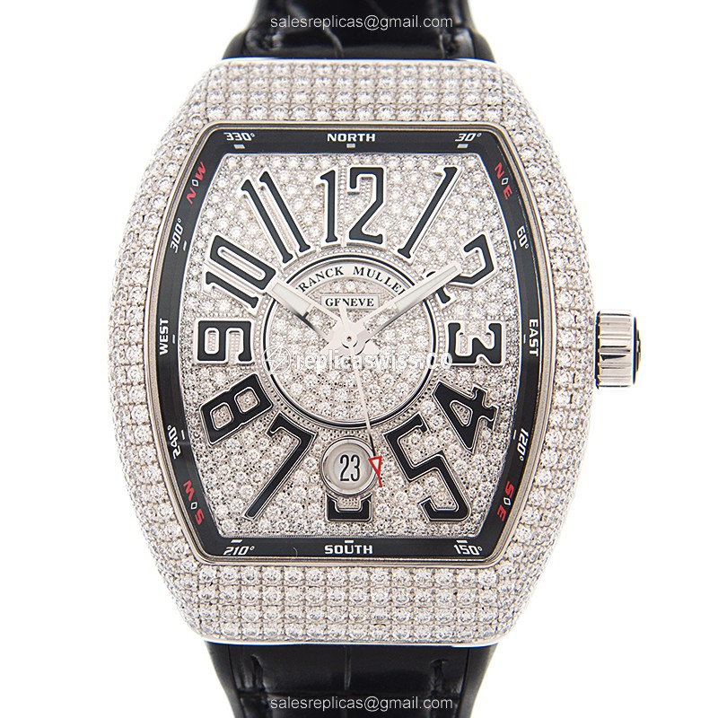 Franck Muller V 41 SC DT D CD (OG.NR) VANGUARD Automatic 18kt White Gold & Diamond