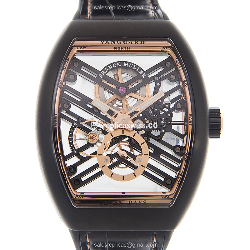 Franck Muller V 45 S6 SQT TT NR (5N.BR) VANGUARD Manual Wind 18kt Rose Gold & Steel