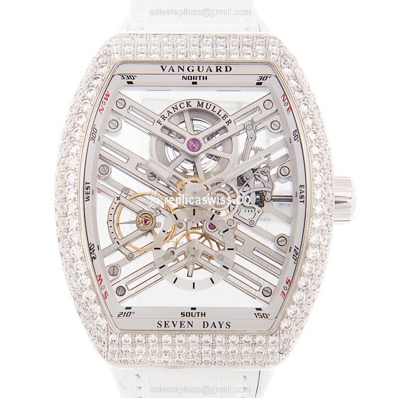 Franck Muller V 45 S6 SQT D (AC.BC) VANGUARD Manual Wind Stainless Steel & Diamonds